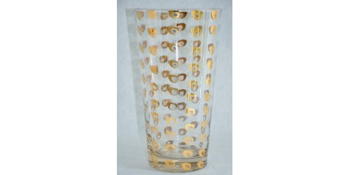 Big Vintage Clear Glass Gold Dots Vase